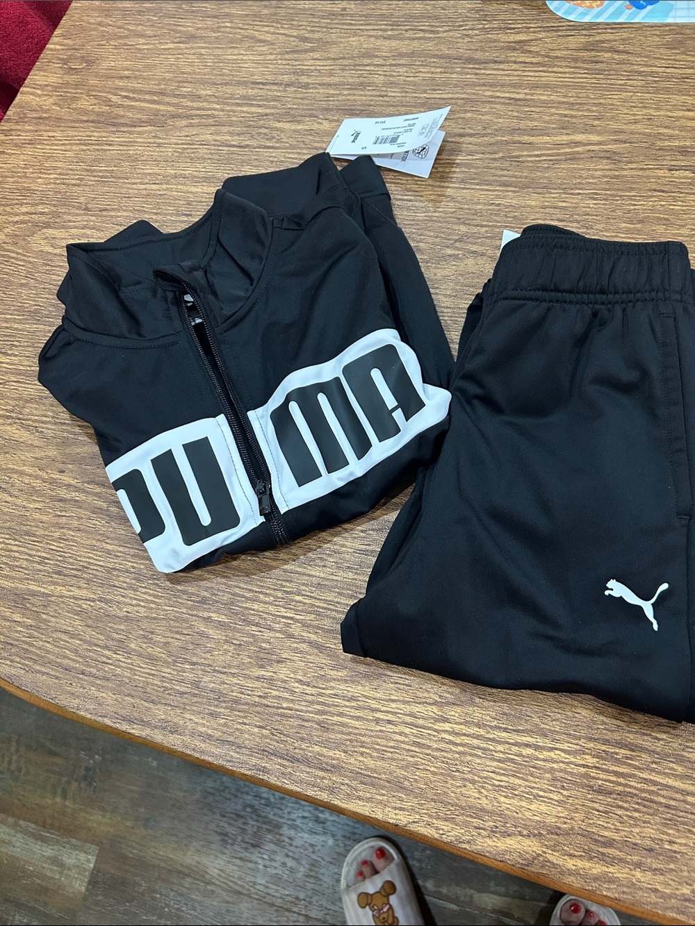 Puma Black & White Kids Sweatpants Jogger Set